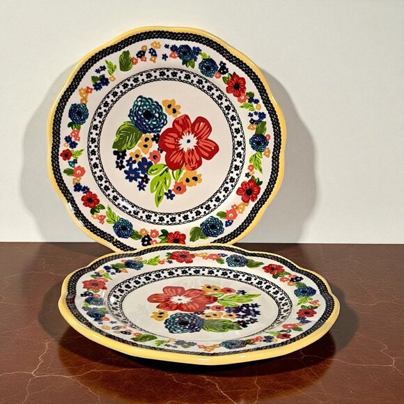 Set of 2 ~ Pioneer Woman Classic Floral Stoneware Dinner Plates ~ - Picture 1 of 11